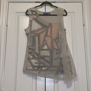 Mixed Media Asymmetrical Neckline Tank